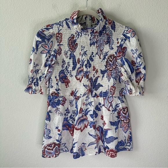 TUCKERNUCK
Cream Heirloom Floral Short Sleeve Rowen Blouse SZ L - Picture 3 of 9